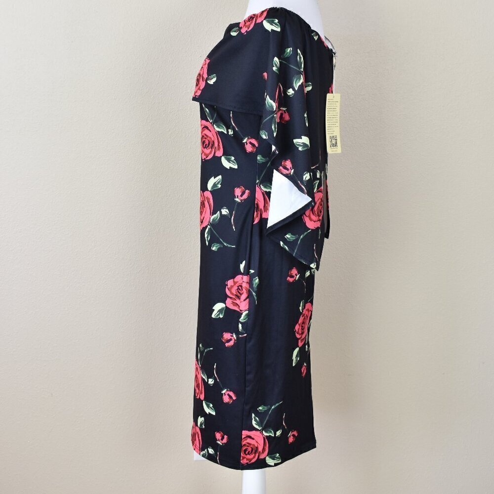 Grace Karin Off Shoulder Floral Cape Sheath Dress NEW - M - Picture 6 of 10